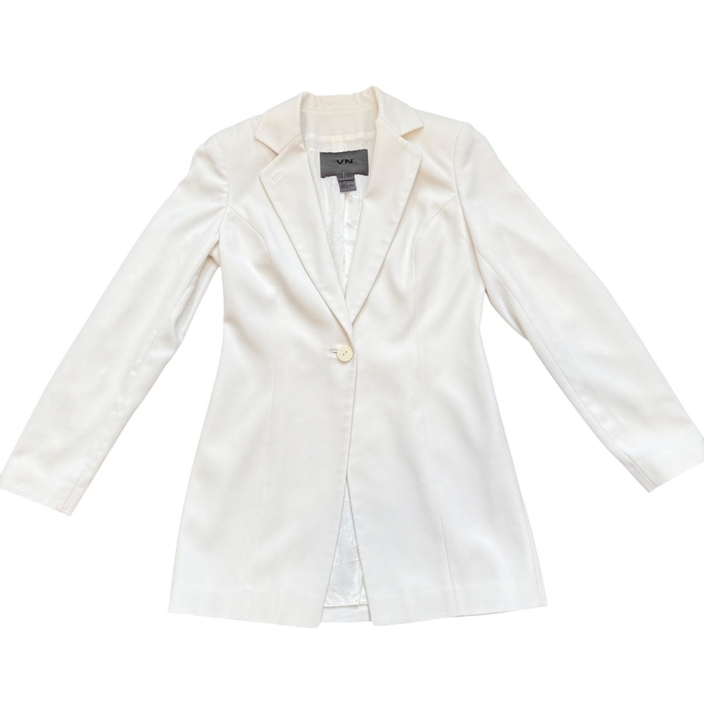 VN White Single Button Longline Blazer Jacket Size 2